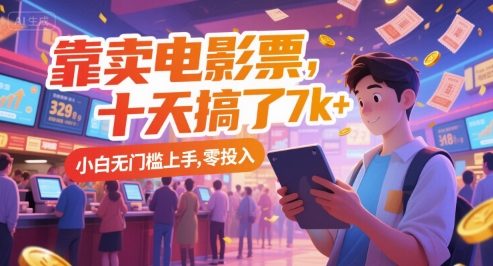 靠卖电影票，十天搞了7k+，小白无门槛上手，零投入【揭秘】|HOOK协议网