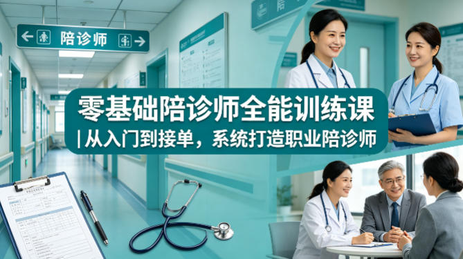 零基础陪诊师全能训练课｜从入门到接单，系统打造职业陪诊师|协议软件打粉软件