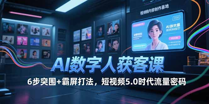 AI数字人获客课，6步突围+霸屏打法，短视频5.0时代流量密码|HOOK协议网