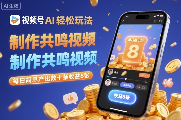 视频号AI轻松玩法，制作共鸣视频，每日简单产出数十条收益8张|HOOK协议网