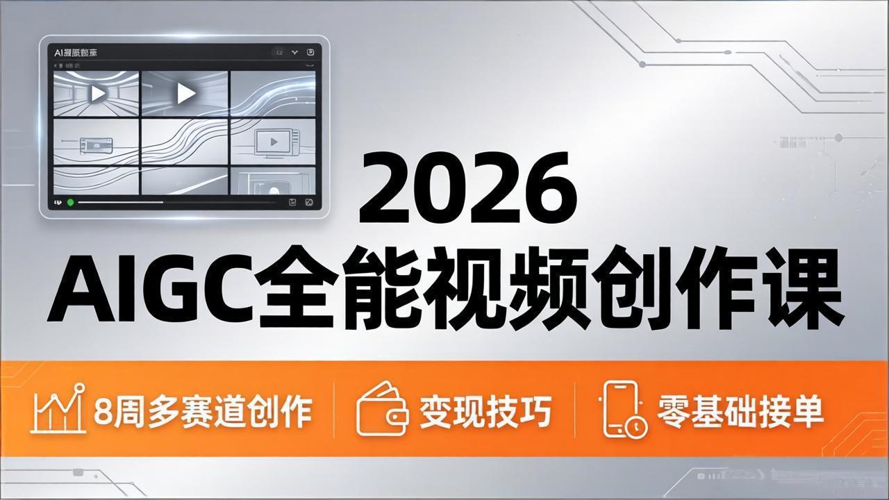 2026AIGC全能视频创作课，8周吃透多赛道创作+变现，零基础也能高效出片接单|协议软件打粉软件