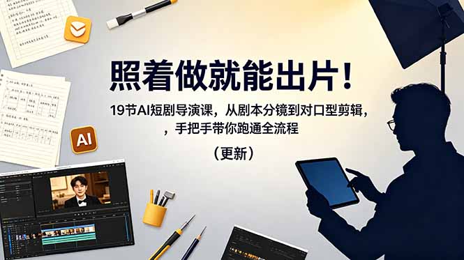 照着做就能出片！19节AI短剧导演课，从剧本分镜到对口型剪辑，手把手带你跑通全流程(更新|一人科技公司导航