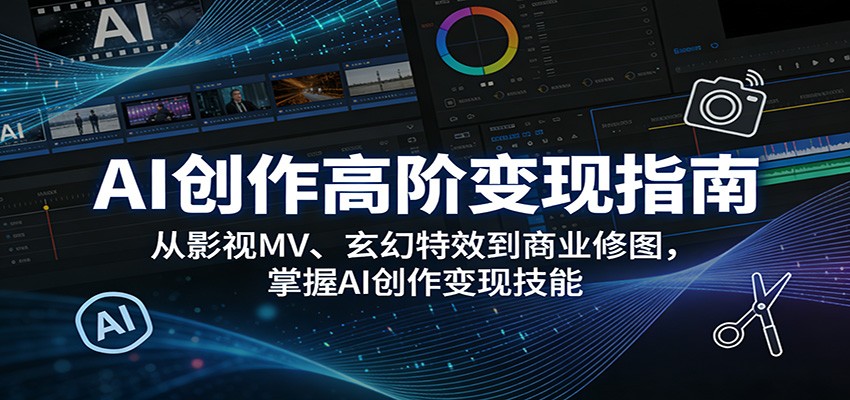 AI创作高阶变现指南：从影视MV、玄幻特效到商业修图，掌握AI创作变现技能|协议软件打粉软件