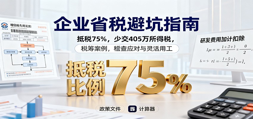 企业省税避坑指南：抵税75%，少交405万所得税，税筹案例，稽查应对与灵活用工|HOOK协议网
