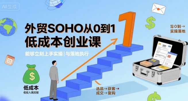 外贸SOHO从0到1低成本创业课，能够立刻上手实操与落地执行|HOOK协议网