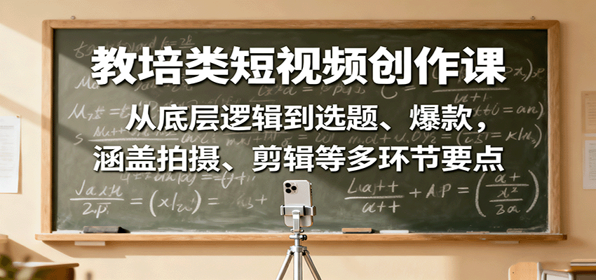 教培类短视频创作课：从底层逻辑到选题、爆款，涵盖拍摄、剪辑等多环节要点|HOOK协议网