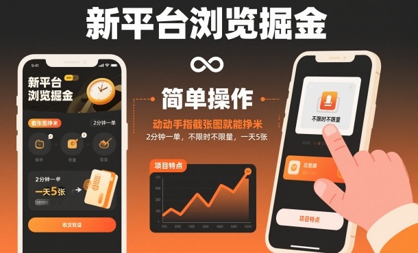 新平台浏览掘金，动动手指截张图就能挣米，2分钟一单，不限时不限量，一天5张【揭秘】|HOOK协议网