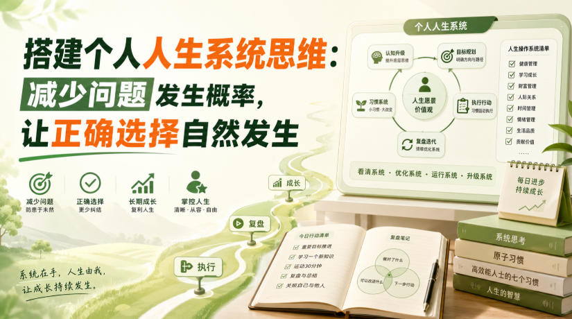 付费文章：搭建个人人生系统思维：减少问题发生概率，让正确选择自然发生|一人科技OPC聚合软件
