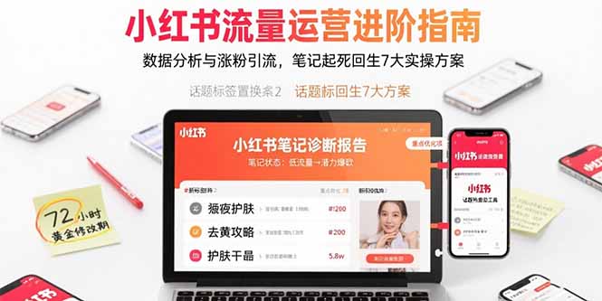 小红书流量运营进阶指南，数据分析与涨粉引流，笔记起死回生7大实操方案|HOOK协议网