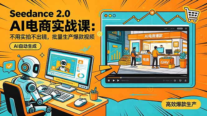 Seedance 2.0 AI电商实战课：不用实拍不出镜，批量生产爆款视频打爆GMV|一人科技公司导航
