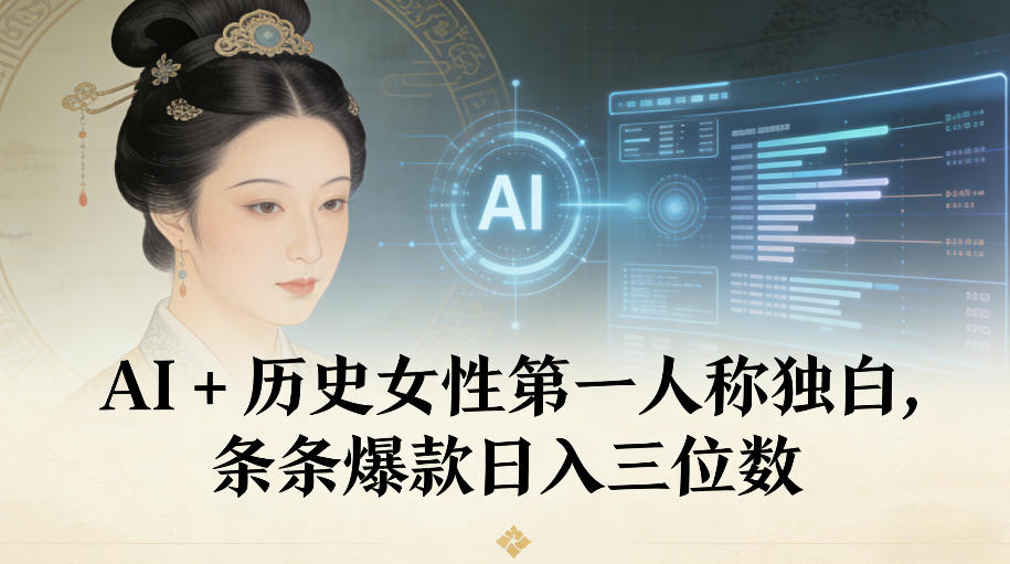 AI+历史女性第一人称独白，条条爆款日入三位数|HOOK协议网
