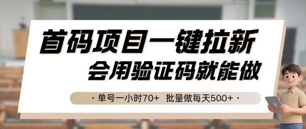 首码项目一键拉新，会用验证码就能做 单号一小时70+，批量做每天5张【揭秘】|HOOK协议网