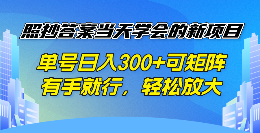 照抄答案当天学会的新项目，单号日入300 +可矩阵，有手就行，轻松放大|HOOK协议网