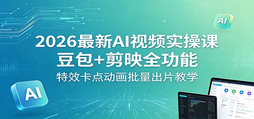 2026最新AI视频实操课：豆包+剪映全功能，特效卡点动画批量出片教学|一人科技公司导航
