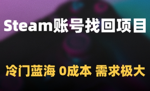 Steam账号找回项目，冷门蓝海，0成本，需求极大|HOOK协议网