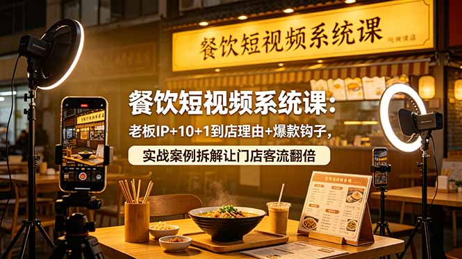 餐饮短视频系统课：老板IP+10+1到店理由+爆款钩子，实战案例拆解让门店客流翻倍|一人科技公司导航