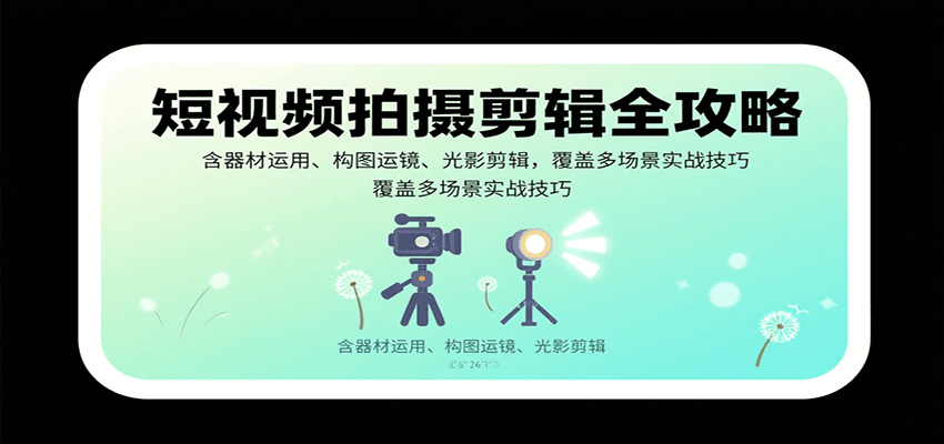 短视频拍摄剪辑全攻略：含器材运用、构图运镜、光影剪辑，覆盖多场景实战技巧|HOOK协议网