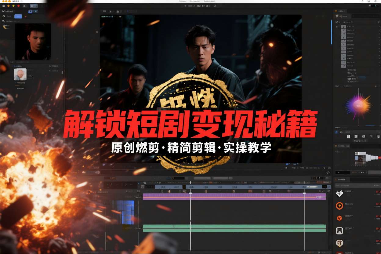 短剧拉新之原创燃剪精简剪辑实操课，解锁短剧变现秘籍|HOOK协议网