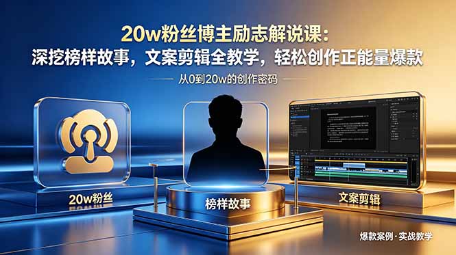 20w粉丝博主励志解说课：深挖榜样故事，文案剪辑全教学，轻松创作正能量爆款|一人科技公司导航