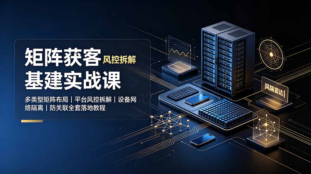 矩阵获客基建实战课：多类型矩阵布局｜平台风控拆解｜设备网络隔离｜防关联全套落地教程|一人科技OPC聚合软件