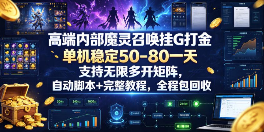 高端内部魔灵召唤挂G打金，单机稳定50-80一天，支持无限多开矩阵，自动脚本+完整教程，全程包回收【揭秘】|一人科技公司导航