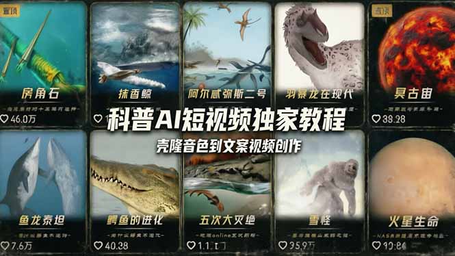 科普造物主AI短视频独家教程：从软件安装、壳隆音色到文案视频创作，零基础快速做爆款|协议软件打粉软件