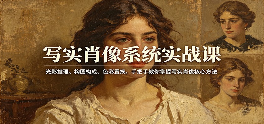 写实肖像系统实战课：光影推理、构图构成、色彩置换，手把手教你掌握写实肖像核心方法|协议软件打粉软件