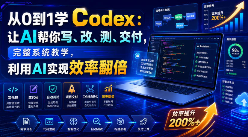 从0到1学Codex：让AI帮你写、改、测、交付，完整系统教学，利用AI实现效率翻倍(更新0918)|一人科技OPC聚合软件