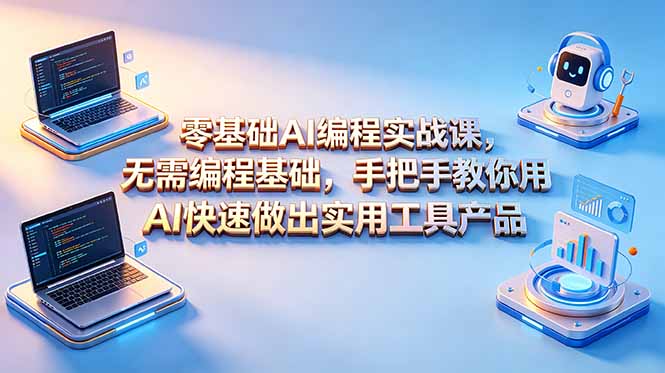 零基础AI编程实战课-更新，无需编程基础，手把手教你用AI快速做出实用工具产品|一人科技公司导航
