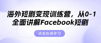 海外短剧变现训练营，从0-1全面讲解Facebook短剧|HOOK协议网