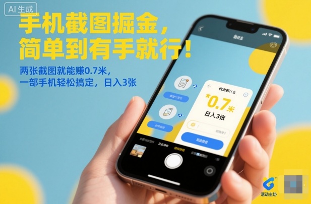 手机截图掘金，简单到有手就行！两张截图就能賺0.7米，一部手机轻松搞定，日入3张【揭秘】|HOOK协议网