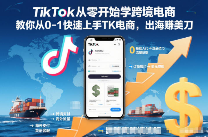 TikTok从零开始学跨境电商，教你从0-1快速上手TK电商，出海賺美刀|HOOK协议网