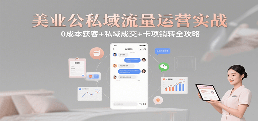 美业公私域流量运营实战：0成本获客+私域成交+卡项销转全攻略|HOOK协议网