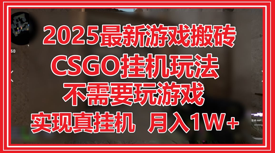2025最新游戏搬砖，CSGO挂机，不需要玩游戏，实现真挂机，月入1W+|HOOK协议网