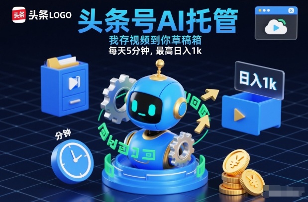 头条号AI托管，我存视频到你草稿箱，每天5分钟，最高日入1k【揭秘】|HOOK协议网