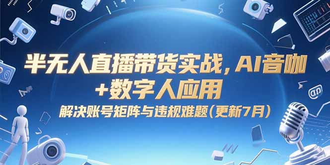 半无人直播带货实战，AI音咖+数字人应用 解决账号矩阵与违规难题(更新7月|HOOK协议网