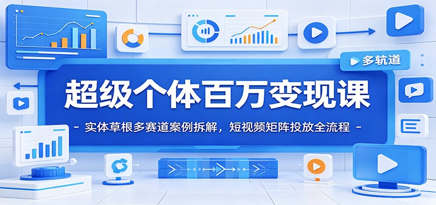超级个体百万变现课：实体草根多赛道案例拆解，短视频矩阵投放全流程|一人科技公司导航