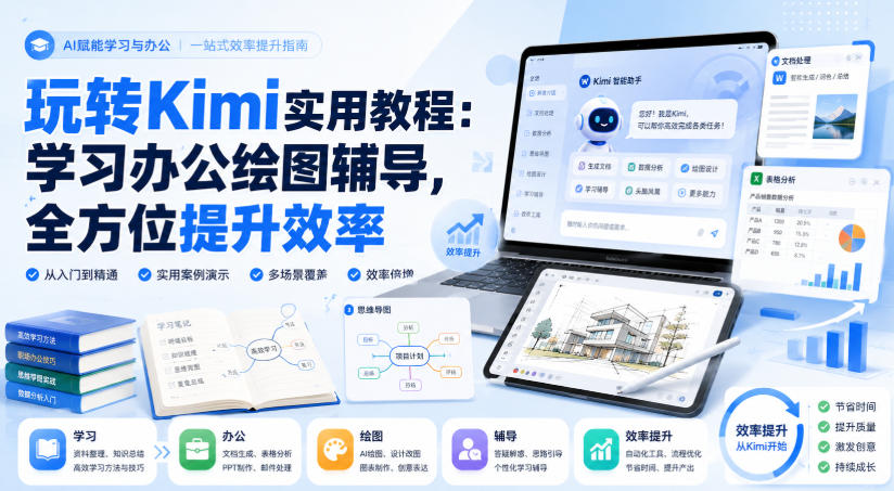 玩转Kimi实用教程：学习办公绘图辅导，全方位提升效率|一人科技OPC聚合软件