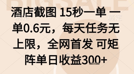 酒店截图项目，15秒一单，一单0.6米，每天任务无上限，全网首发可矩阵单日收益3张+【揭秘】|HOOK协议网