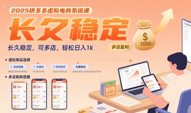 2025拼多多虚拟电商系统课，长久稳定，可多店，轻松日入1k|HOOK协议网