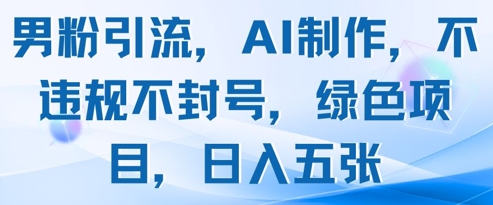 男粉引流，AI制作，不违规不封号，绿色项目，日入五张|HOOK协议网