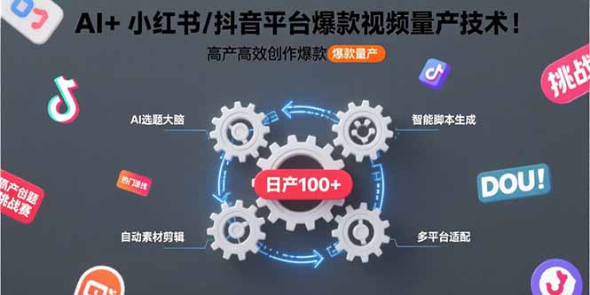 AI+小红书/抖音平台爆款视频量产技术：高产高效创作爆款视频！|HOOK协议网