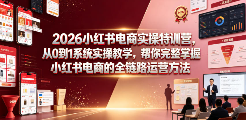 2026小红书电商实操特训营，从0到1系统实操教学，帮你完整掌握小红书电商的全链路运营方法|一人科技公司导航