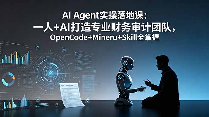 AI Agent实操落地课：一人+AI打造专业财务审计团队，OpenCode+Mineru+Skill全掌握|一人科技公司导航