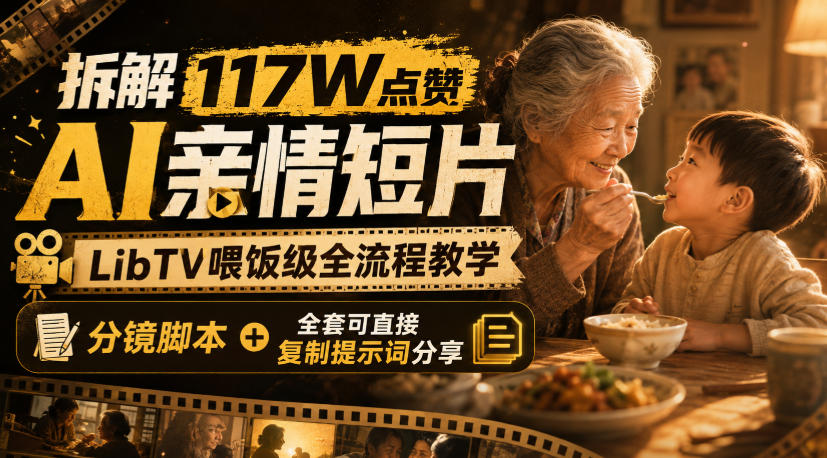拆解117W点赞AI亲情短片，LibTV喂饭级全流程教学，分镜脚本+全套可直接复制提示词分享|一人科技OPC聚合软件