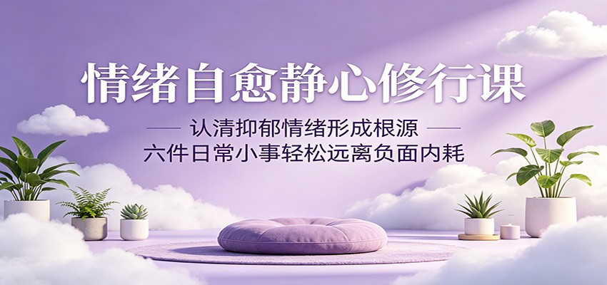 情绪自愈静心修行课：认清抑郁情绪形成根源，六件日常小事轻松远离负面内耗|一人科技公司导航