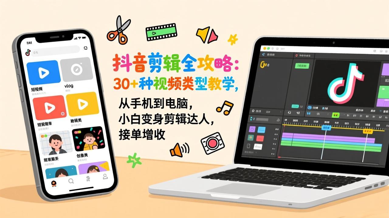 抖音剪辑全攻略：30+种视频类型教学，从手机到电脑，小白变身剪辑达人，接单增收|HOOK协议网