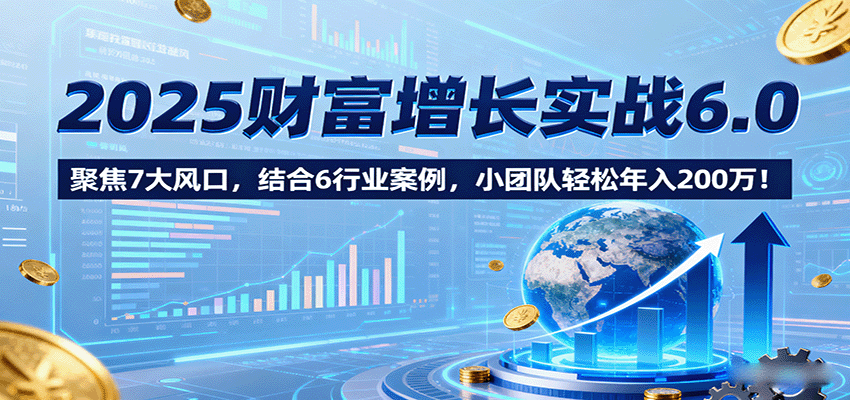 2025财富增长实战6.0，聚焦7大风口，结合6行业案例，小团队轻松年入200万！|HOOK协议网
