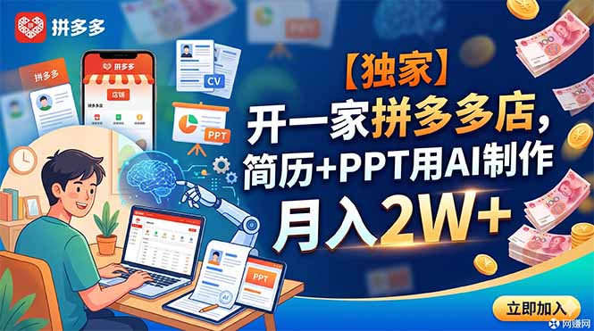 【独家】开一家拼多多店，简历+PPT用AI制作，月入2W+|一人科技公司导航
