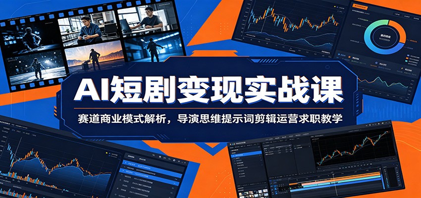 AI短剧变现实战课：赛道商业模式解析，导演思维提示词剪辑运营求职教学|一人科技公司导航
